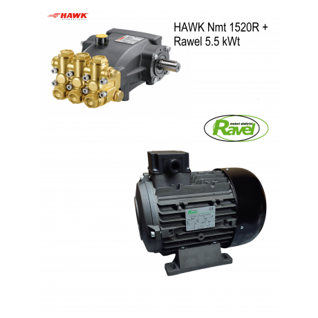 Сборка двигатель Rawel 5.5 кВт и насос Hawk Nmt1520